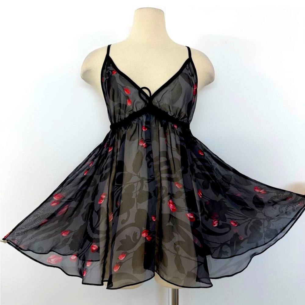 Victoria’s Secret Vintage Sheer Babydoll Slip Mini Dress Size M Poppy Whimsygoth